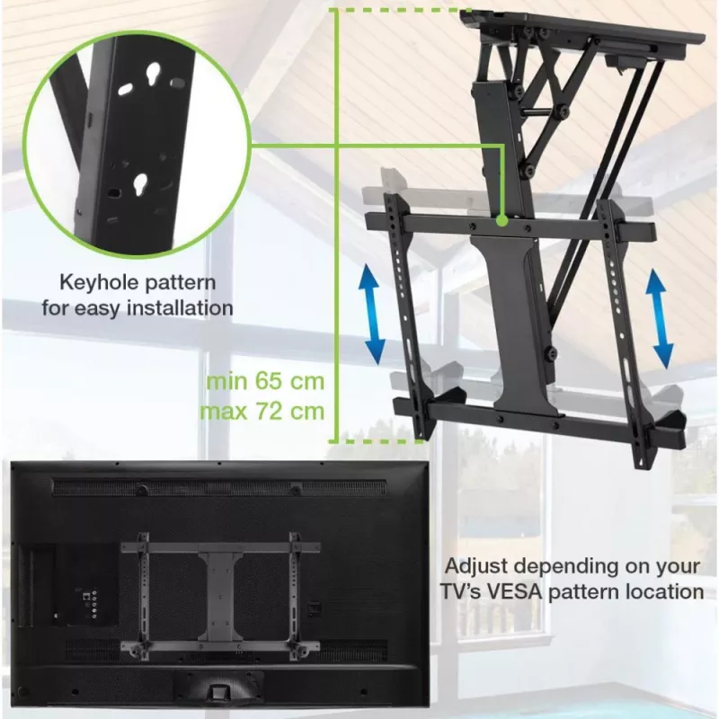 Supporto TV da soffitto motorizzato orientabile Techly con integrazione Smart Home per televisori da 32 a 70 pollici