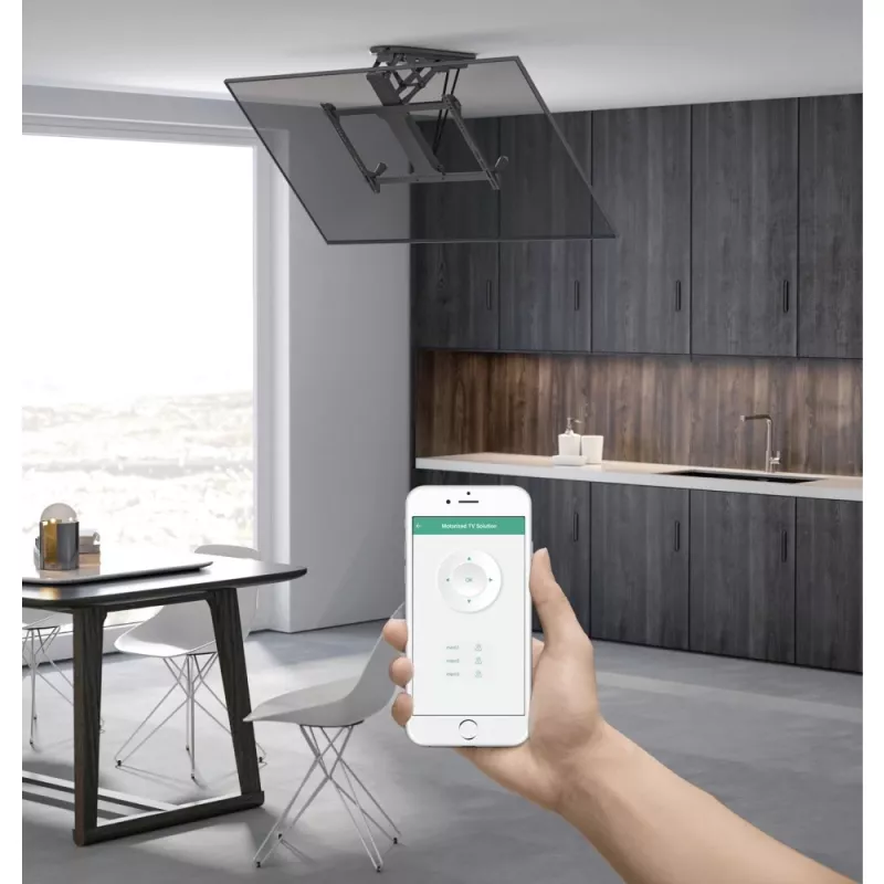 Supporto TV da soffitto motorizzato orientabile Techly con integrazione Smart Home per televisori da 32 a 70 pollici