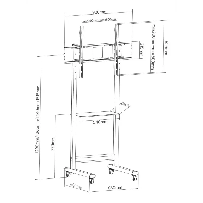 Supporto a parete/stand per TV Techly ICA-TR74 2,29 m (90 pollici) nero
