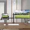 Techly ICA-LCD 174NB supporto da scrivania per monitor con ripiano per laptop, 13–32 pollici (33–81,3 cm), 8 kg, laptop 12–17 pollici, VESA 75x75 / 100x100, nero