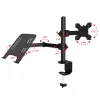Techly ICA-LCD 174NB supporto da scrivania per monitor con ripiano per laptop, 13–32 pollici (33–81,3 cm), 8 kg, laptop 12–17 pollici, VESA 75x75 / 100x100, nero