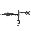 Techly ICA-LCD 174NB supporto da scrivania per monitor con ripiano per laptop, 13–32 pollici (33–81,3 cm), 8 kg, laptop 12–17 pollici, VESA 75x75 / 100x100, nero