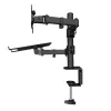 Techly ICA-LCD 174NB supporto da scrivania per monitor con ripiano per laptop, 13–32 pollici (33–81,3 cm), 8 kg, laptop 12–17 pollici, VESA 75x75 / 100x100, nero