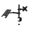 Techly ICA-LCD 174NB supporto da scrivania per monitor con ripiano per laptop, 13–32 pollici (33–81,3 cm), 8 kg, laptop 12–17 pollici, VESA 75x75 / 100x100, nero