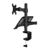 Techly ICA-LCD 174NB supporto da scrivania per monitor con ripiano per laptop, 13–32 pollici (33–81,3 cm), 8 kg, laptop 12–17 pollici, VESA 75x75 / 100x100, nero