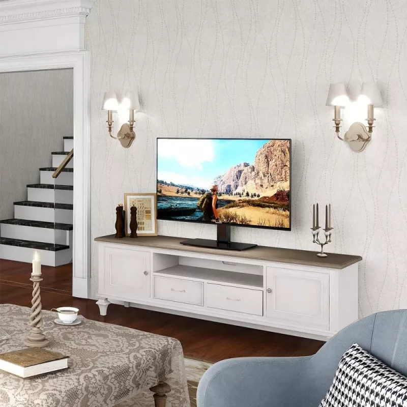 Techly ICA-LCD S07L supporto TV, 32-65 pollici (81-165,1 cm), 45 kg, VESA 600x400, base in vetro temperato, nero