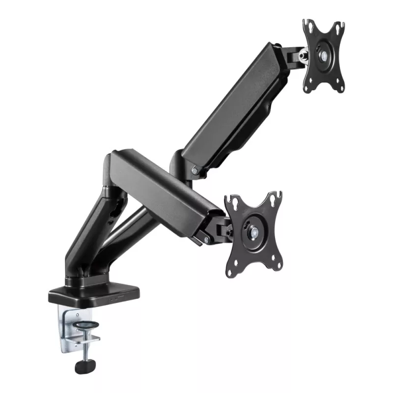 Techly ICA-LCD 462B braccio per monitor da scrivania, molla a gas, 17-32 pollici (43,2-81,3 cm), 9 kg, VESA 75x75/100x100, nero