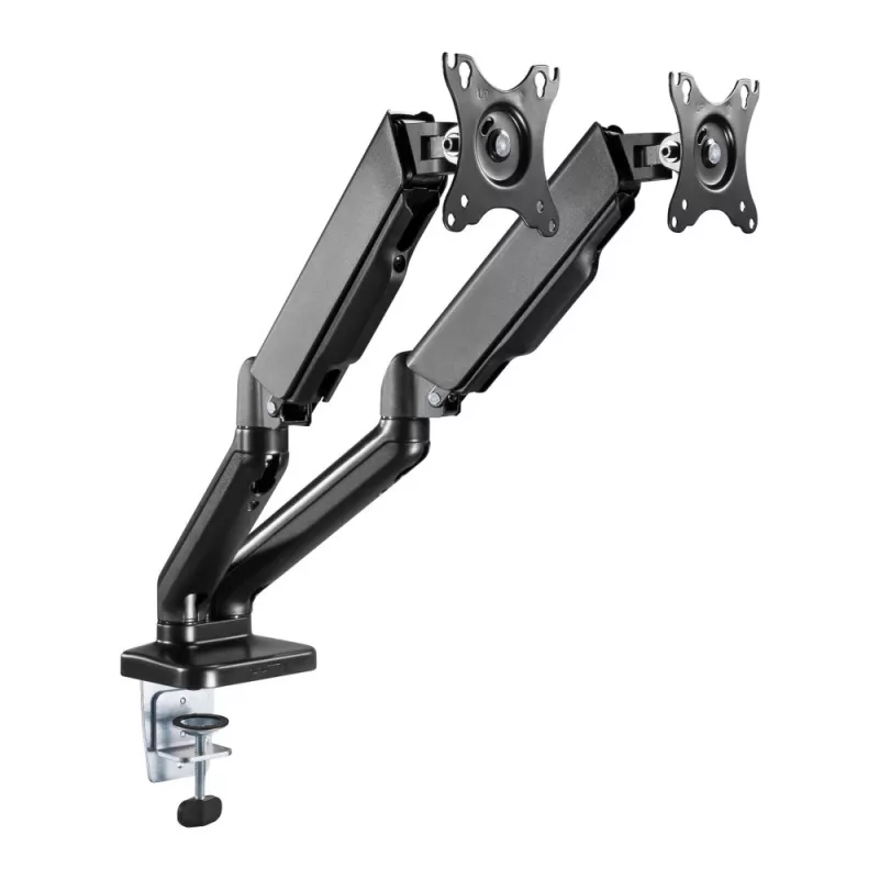Techly ICA-LCD 462B braccio per monitor da scrivania, molla a gas, 17-32 pollici (43,2-81,3 cm), 9 kg, VESA 75x75/100x100, nero
