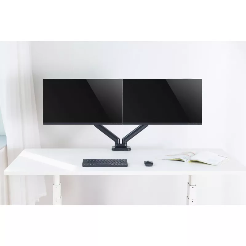 Techly ICA-LCD 462B braccio per monitor da scrivania, molla a gas, 17-32 pollici (43,2-81,3 cm), 9 kg, VESA 75x75/100x100, nero