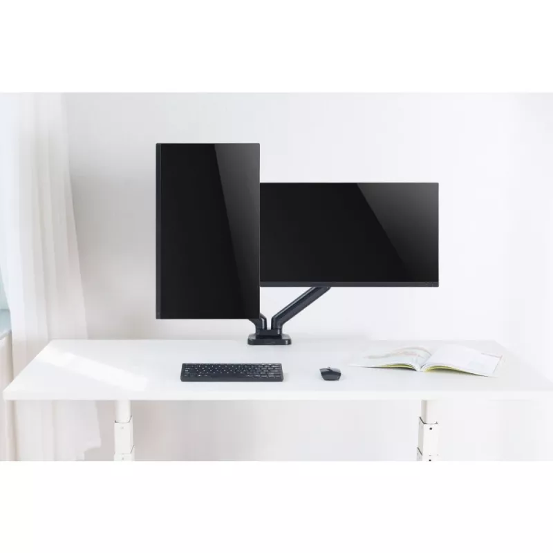 Techly ICA-LCD 462B braccio per monitor da scrivania, molla a gas, 17-32 pollici (43,2-81,3 cm), 9 kg, VESA 75x75/100x100, nero