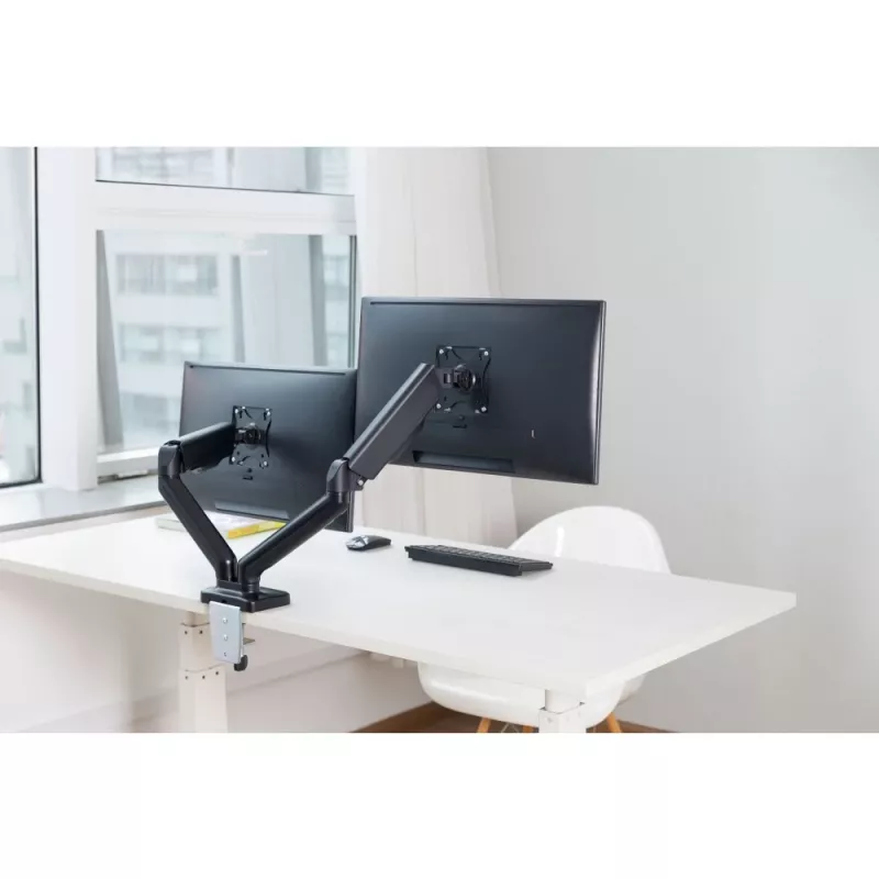 Techly ICA-LCD 462B braccio per monitor da scrivania, molla a gas, 17-32 pollici (43,2-81,3 cm), 9 kg, VESA 75x75/100x100, nero