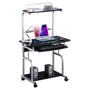Techly scrivania per computer compatta multifunzione, nero lucido ICA-TB 7800BK