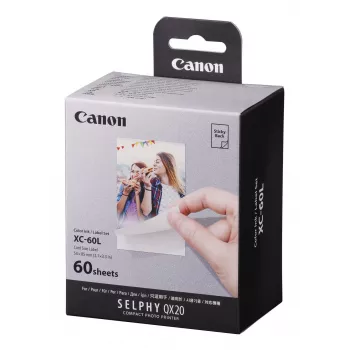 Canon XC-60L, sublimazione, 5,4x8,5 cm, 60 pz. Canon XC-60L. Tecnologia di stampa: sublimazione, formato carta: 5,4x8,5 cm. Quantità per confezione: 60 pz.