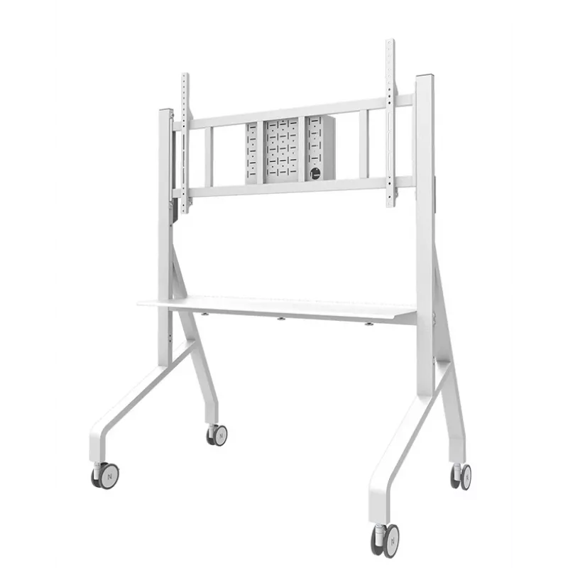 Neomounts MOVE Go XL FL50-575WH1 carrello portatv, 65-110 pollici, max 125 kg, VESA 100x100-1100x600, altezza regolabile 129-139 cm, bloccabile, installazione rapida, certificato TÜV, bianco