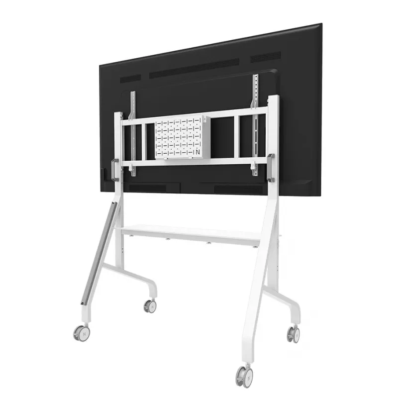Neomounts MOVE Go XL FL50-575WH1 carrello portatv, 65-110 pollici, max 125 kg, VESA 100x100-1100x600, altezza regolabile 129-139 cm, bloccabile, installazione rapida, certificato TÜV, bianco