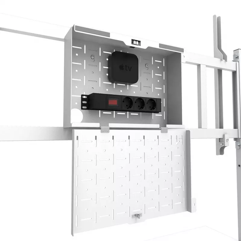 Neomounts MOVE Go XL FL50-575WH1 carrello portatv, 65-110 pollici, max 125 kg, VESA 100x100-1100x600, altezza regolabile 129-139 cm, bloccabile, installazione rapida, certificato TÜV, bianco