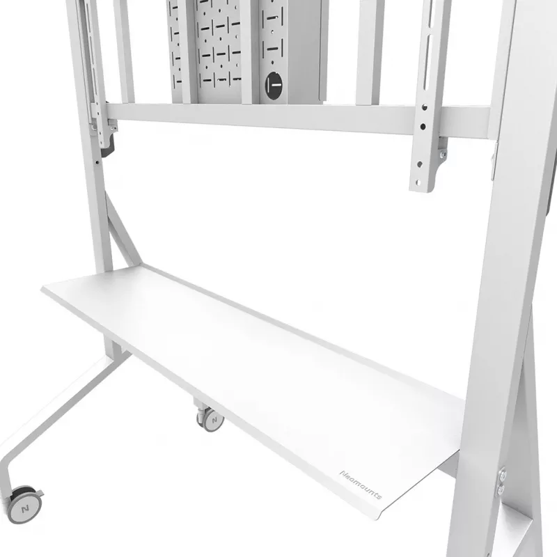 Neomounts MOVE Go XL FL50-575WH1 carrello portatv, 65-110 pollici, max 125 kg, VESA 100x100-1100x600, altezza regolabile 129-139 cm, bloccabile, installazione rapida, certificato TÜV, bianco