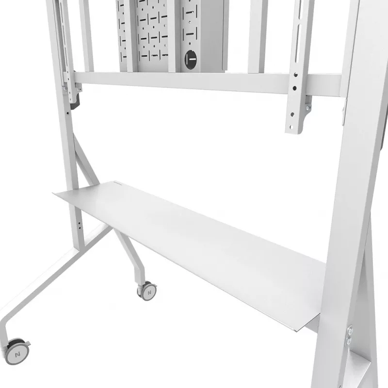 Neomounts MOVE Go XL FL50-575WH1 carrello portatv, 65-110 pollici, max 125 kg, VESA 100x100-1100x600, altezza regolabile 129-139 cm, bloccabile, installazione rapida, certificato TÜV, bianco
