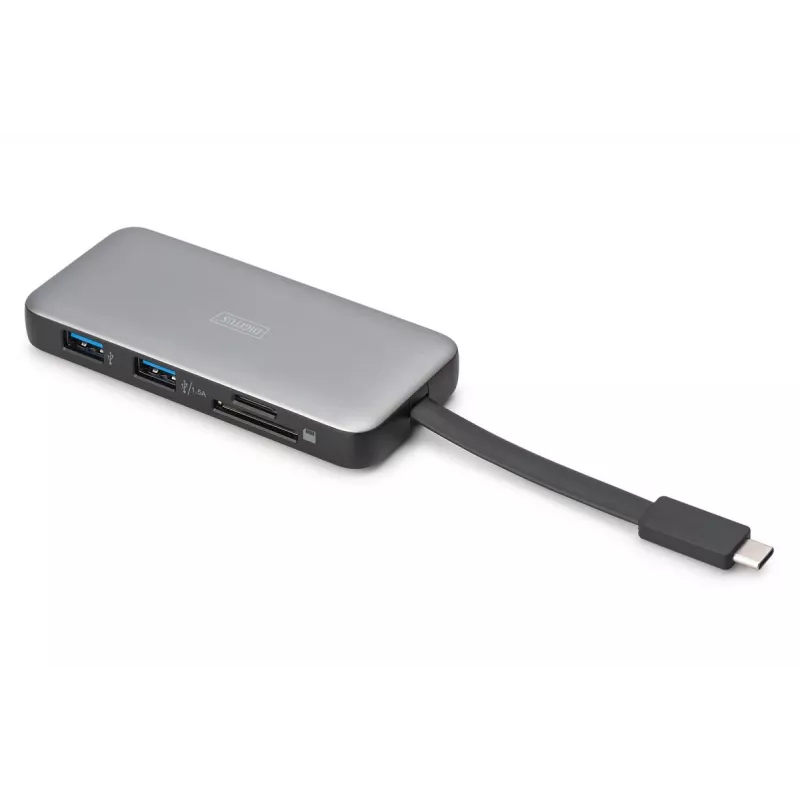 Docking station da viaggio DIGITUS USB-C, 7 porte - HDMI / 2x USB-A 3.2 Gen 1 / GbE / SD / MicroSD - 100W USB-C Power Delivery