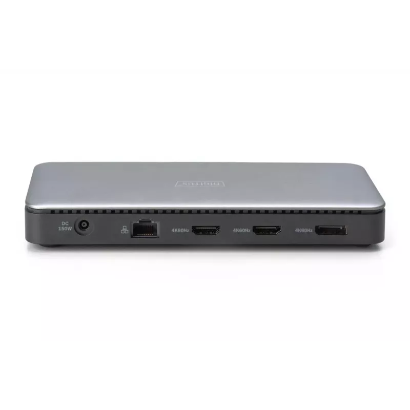 Docking station DIGITUS USB-C, 11 porte - 2x HDMI / DP / 2x USB-A 3.2 Gen 2 / USB-C 3.2 Gen 2 / GbE / SD / MicroSD / presa DC - max. 150 Watt / 3,5 mm