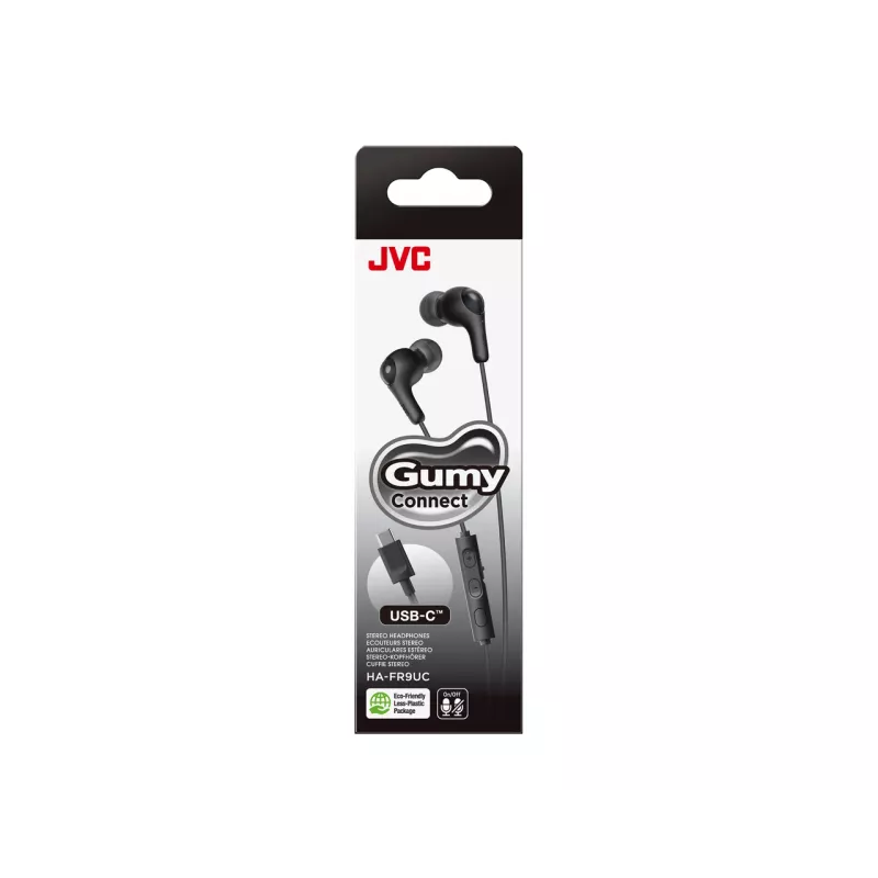 JVC HA-FR9UC cuffie auricolari cablate, USB-C, driver da 9,2 mm, microfono e telecomando in linea, 1,2 m, nere