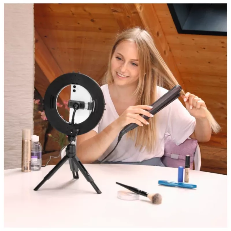 Hama SpotLight Smart 80 II luce ad anello LED, set per smartphone, con mini treppiede