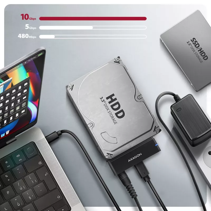 Axagon ADSA-FPX USB-C 10Gbps FAST PORT X adattatore per SSD/HDD da 2,5