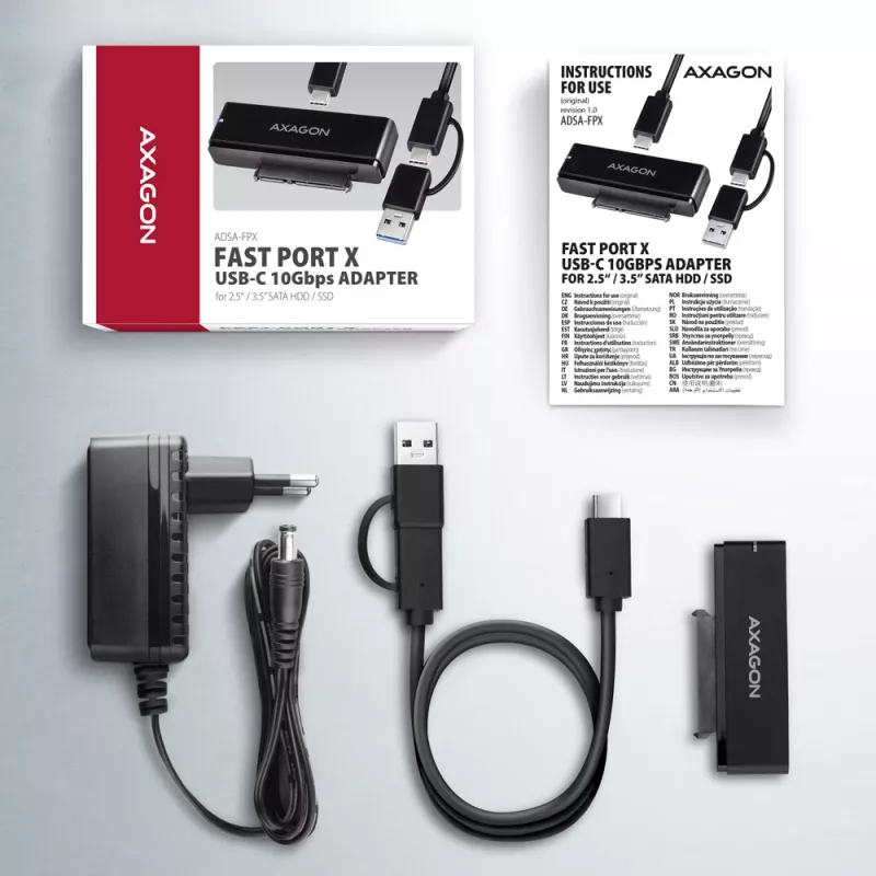 Axagon ADSA-FPX USB-C 10Gbps FAST PORT X adattatore per SSD/HDD da 2,5