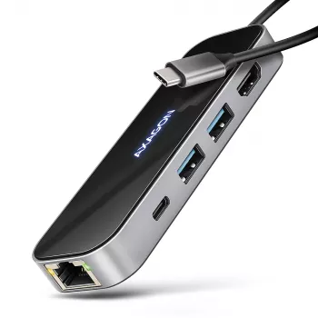 Axagon HMC-6GLN hub USB 5Gbps, 2x USB-A, USB-C, HDMI 4k/60Hz, RJ-45, PD 100W, cavo USB-C