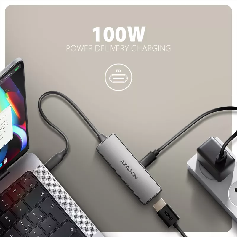 Axagon RVC-HI8KPD, adattatore USB-C -> HDMI 2.1, 8K/60Hz, 4K/144Hz, HDR10+, PD100W