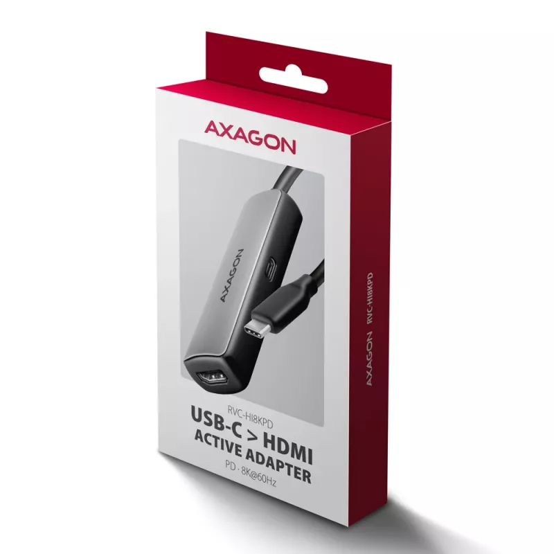 Axagon RVC-HI8KPD, adattatore USB-C -> HDMI 2.1, 8K/60Hz, 4K/144Hz, HDR10+, PD100W