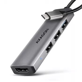 Axagon HMC-H3A hub USB 5Gbps, 3x USB-A, HDMI 4k/30Hz, cavo USB-C 15cm