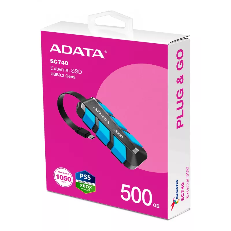 ADATA SC740 500 GB USB Type-C 3.2 Gen 2 (3.1 Gen 2) nero, blu
