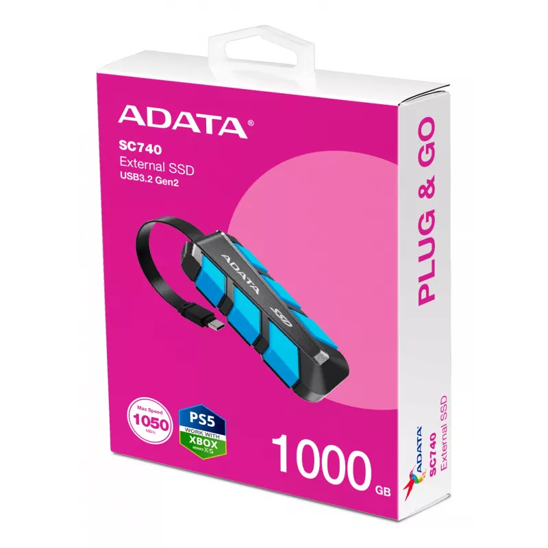 ADATA SC740 1 TB USB Type-C 3.2 Gen 2 (3.1 Gen 2) nero, blu