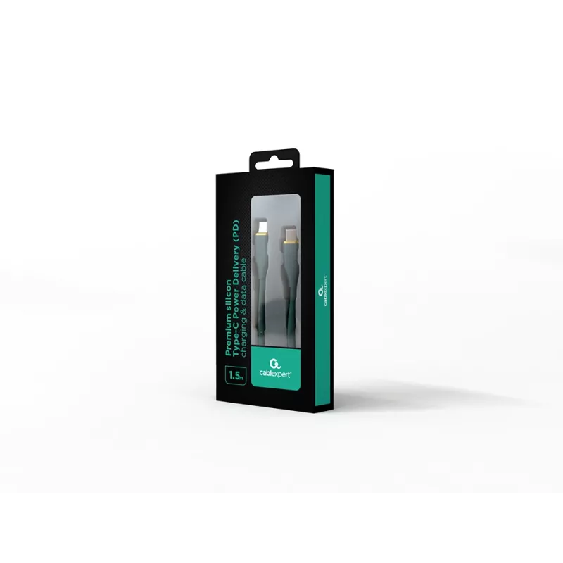 GEMBIRD Cavo dati e di ricarica in silicone USB Type-C Power Delivery (PD) 60W, 1,5 m verde Midnight