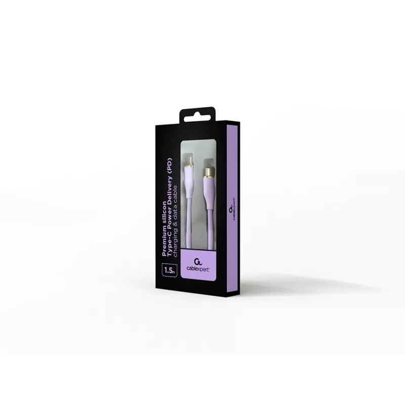 GEMBIRD Cavo dati e di ricarica in silicone USB Type-C Power Delivery (PD) 60W, 1,5 m viola