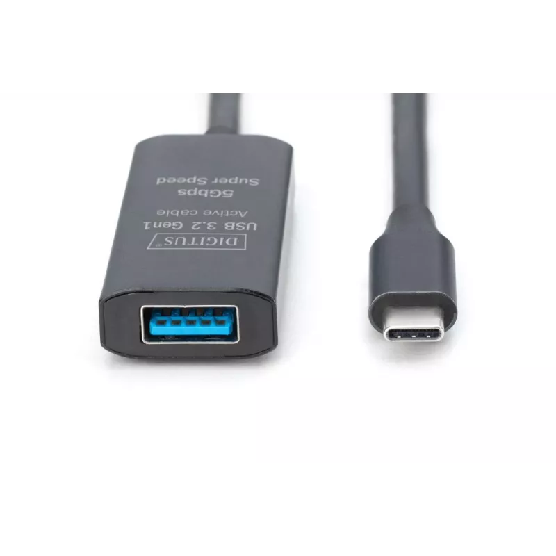 DIGITUS Cavo prolunga attivo USB-C – 5G USB 3.2 Gen1 USB-C – USB-A (M/F) – 10 m