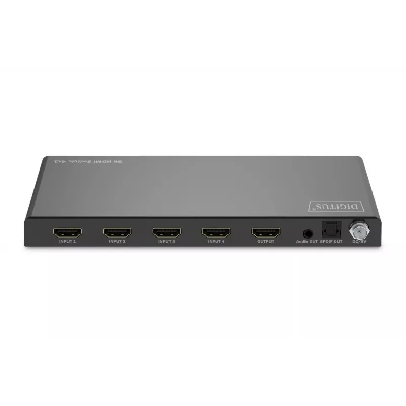 DIGITUS Switch HDMI 4x1 - 8K/60Hz (4:4:4), Toslink, stereo, controllo EDID