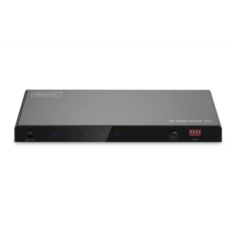 DIGITUS Switch HDMI 4x1 - 8K/60Hz (4:4:4), Toslink, stereo, controllo EDID