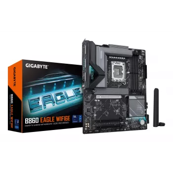 GIGABYTE B860 EAGLE WIFI6E scheda madre - CPU Intel Core Ultra Series, VRM 12+1+2+1 fasi, fino a 9066 MHz DDR5, 1xPCIe 5.0 + 2xPCIe 4.0 M.2, LAN 2,5 GbE, WIFI 6E, USB 3.2 Gen 2x2