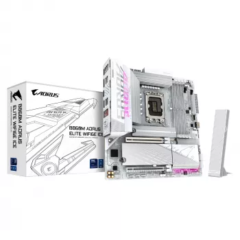 Scheda madre GIGABYTE B860M AORUS ELITE WF6E ICE, Intel Core Ultra, LGA 1851, Micro ATX