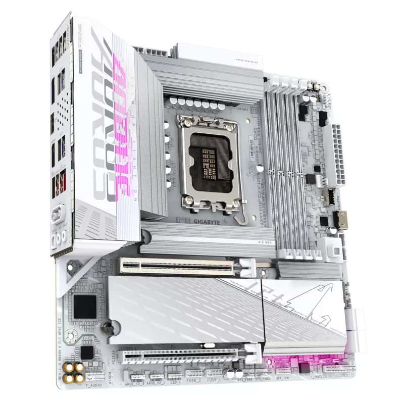 Scheda madre GIGABYTE B860M AORUS ELITE WF6E ICE, Intel Core Ultra, LGA 1851, Micro ATX