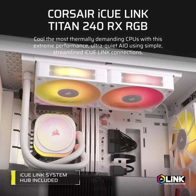 Dissipatore CPU CORSAIR - Icue Link Titan 240 Rx RGB dissipatore liquido AIO - bianco