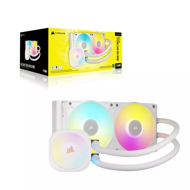 Dissipatore CPU CORSAIR - Icue Link Titan 240 Rx RGB dissipatore liquido AIO - bianco