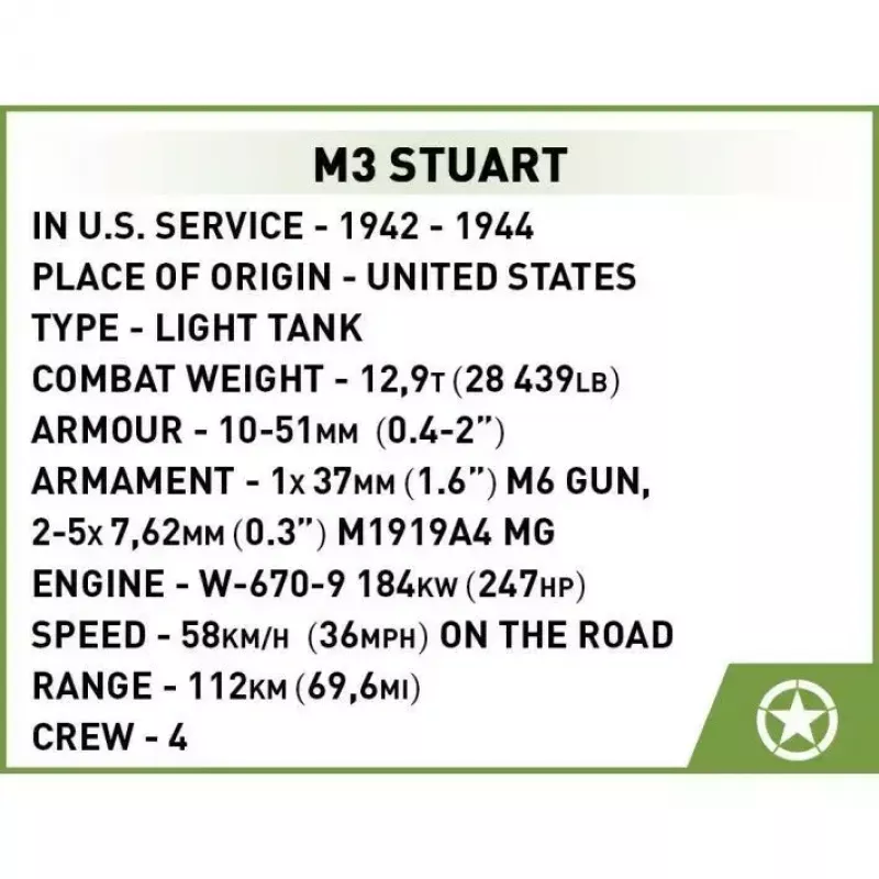 Set di costruzioni COBI M3 Stuart, 511 pezzi