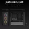 Case PC CORSAIR FRAME 4000D RS ARGB mid tower nero — ATX/Micro-ATX/Mini-ITX, vetro temperato, ventole ARGB, GPU fino a 370 mm