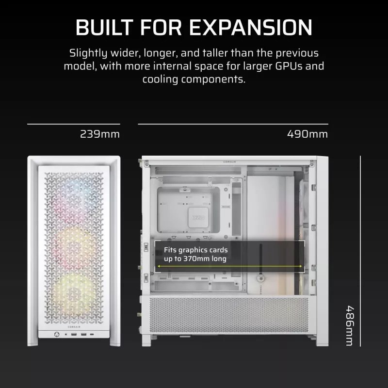 CORSAIR mid-tower - case Midi Frame 4000d Rs ArGB bianco