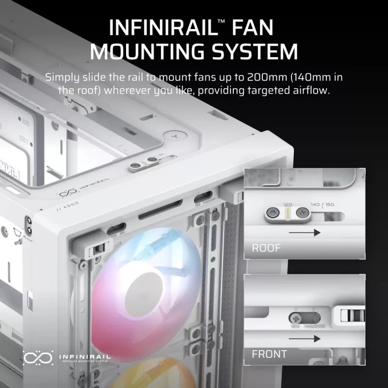 CORSAIR mid-tower - case Midi Frame 4000d Rs ArGB bianco