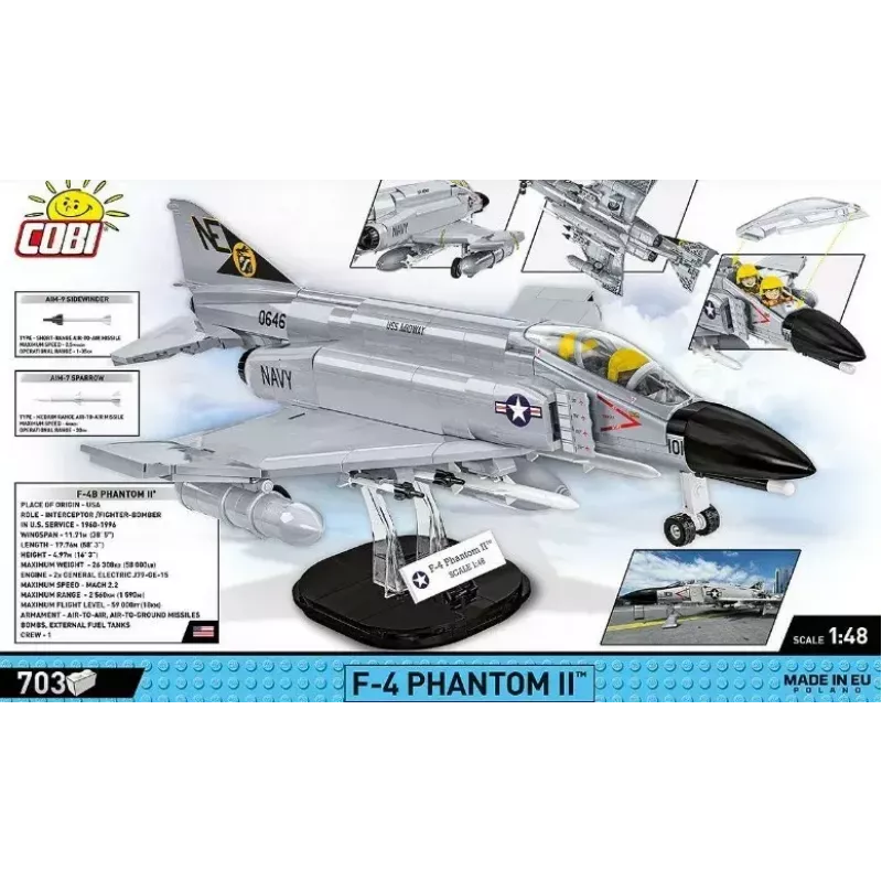 Cobi Blocks Armed Force F-4 Phantom II modello, kit di costruzione da 703 pezzi
