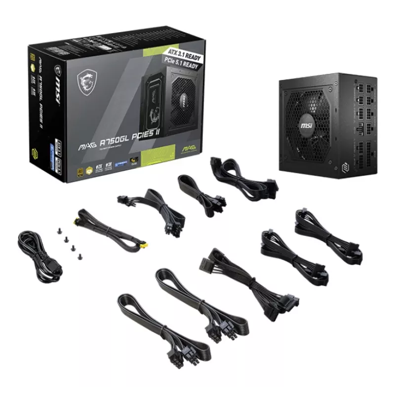 MSI MAG A750GL PCIE5 II alimentatore 750 W 20+4 Pin ATX ATX nero